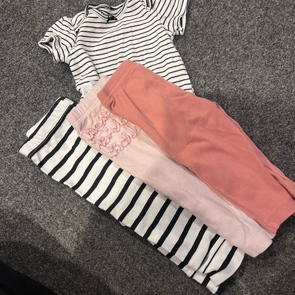 Striped and Pink Kids Bottoms Set